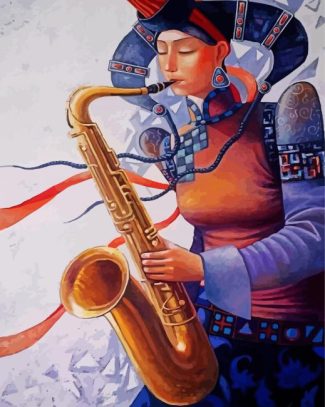 Artistic Saxophone Lady diamond painting