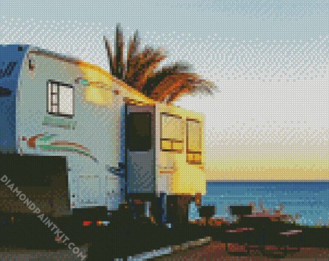 Autcaravan Seaside Camping diamond painting