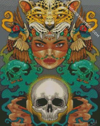 aztec skull woman diamond painting