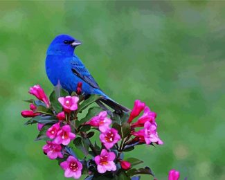 Beautiful Blue Bird And Flowers diamond painting