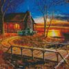 beautiful rustic cabin in the forest diamond painting