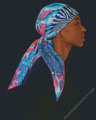 Black Lady Wearing Scarf diamond painting