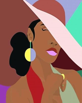 Black Woman With Sunhat diamond painting