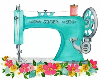 Blue Sewing Machine diamond painting