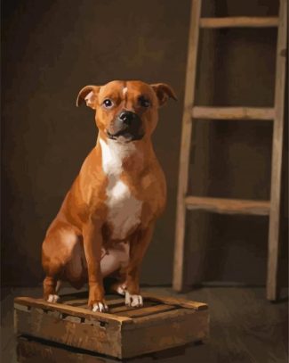 Brown Staffordshire Bull Terrier diamond painting