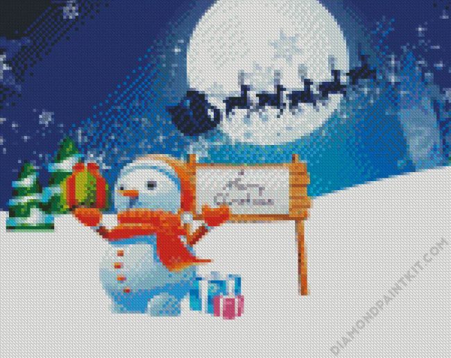 Christmas Snow Man diamond painting