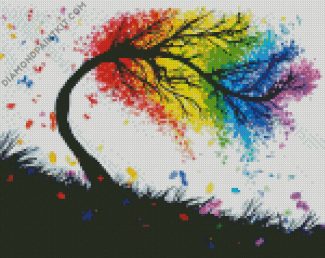 Colorful Rainbow Tree Art diamond painting