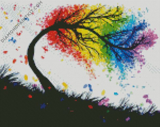 Colorful Rainbow Tree Art diamond painting