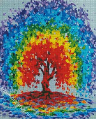 Colorful Rainbow Tree diamond painting