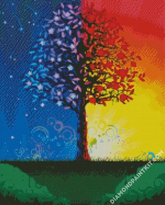 Colorful Tree Night And Day diamond painting