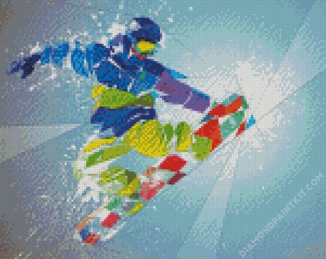 Colorful Snow Skateboarder diamond painting