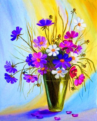 Cosmos Flowers Vase diamond painting