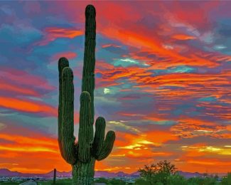 Desert Cactus Sunset diamond painting