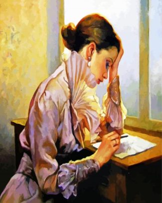 Girl Writing Letter diamond painting