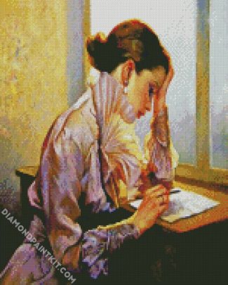 Girl Writing Letter diamond painting