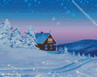 House Snow Winter Landscape diamond painting