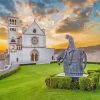 Italy Basilica Of San Francesco Assisi At Sunset diamond painting