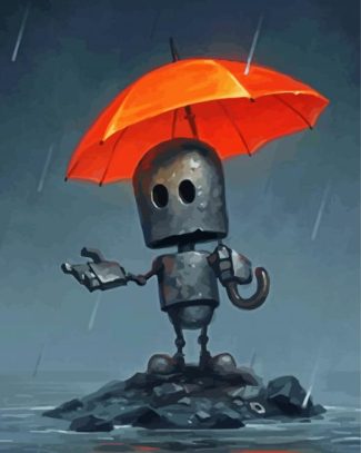 Lonely Robot And Umbrella diamond painting