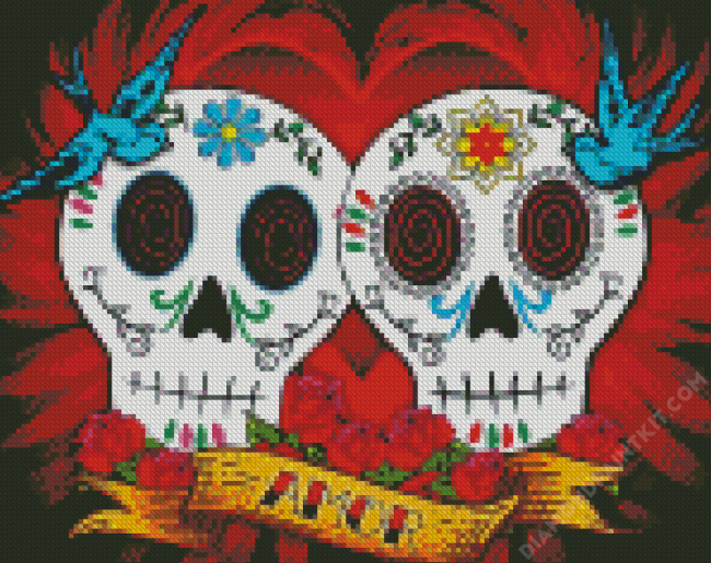 Mexican Love Skull diamond painting