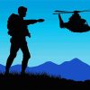 Military Soldier With Helicopter Silhouette diamond painting