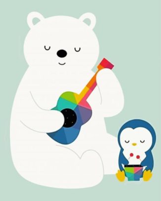 Musician Bear Playing Ukulele diamond painting