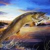 Musky Fish Jumping diamond painting