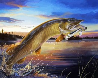 Musky Fish Jumping diamond painting