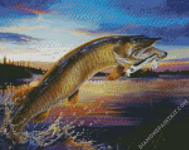 Musky Fish Jumping diamond painting