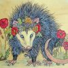 Opossum With Flowers diamond painting