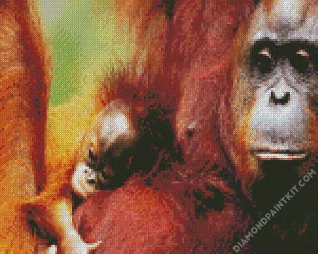 Orangutan Family diamond painting