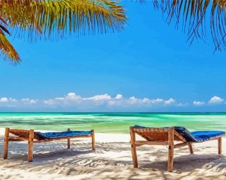 Palm Tree By The Sea In Zanzibar diamond painting