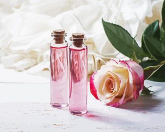 Pink Rose And Glass Bottles diamond painting