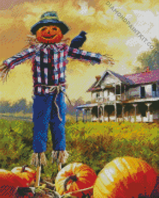 Pumpkin Patch Scare Crow diamond painting