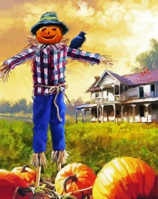 Pumpkin Patch Scare Crow diamond painting