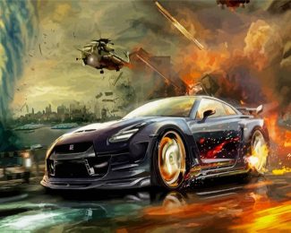 Racing Car In War diamond painting