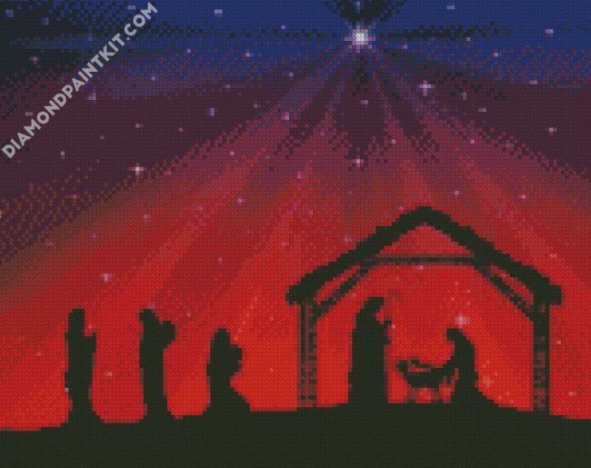 red Nativity Diamond painting