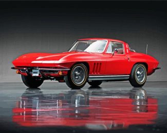 Red Classic Chevrolet Corvette diamond painting