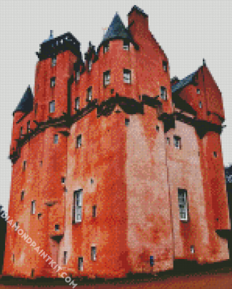 Red Craigievar Castle diamond painting