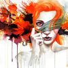 Red Head Splatter Lady diamond painting