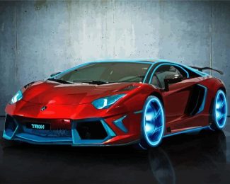 Red Lamborgini diamond painting