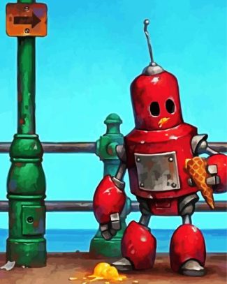 Red Robot diamond painting