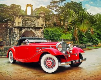 Retro Red Car diamond painting