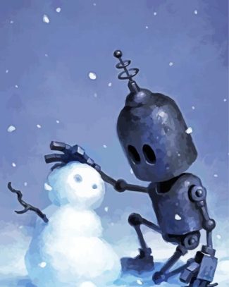 Robot And Snow Man diamond painting