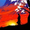 Samurai Silhouette Sunset diamond painting