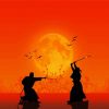 Samurais Fighting Silhouette diamond painting