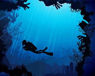 Scuba Diver Silhouette diamond painting