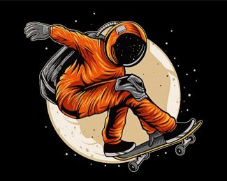 Skateboarder Astronaut diamond painting