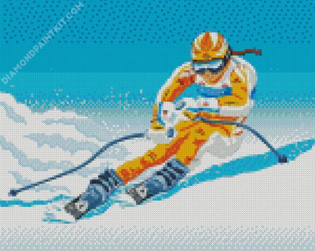 Skier Illustration Art diamond painting