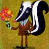 Skunk Holding Flowers diamond painting