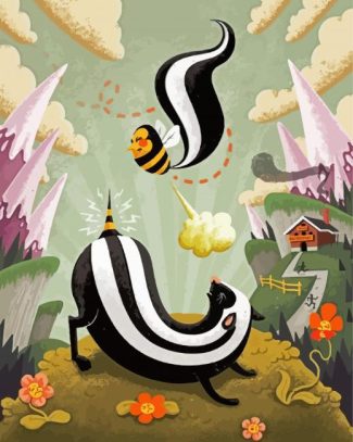 Skunk Illustration Art diamond painting